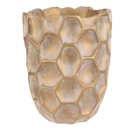 Váza betonová - vzor buněk, vel. L, béžovo-zlatá Váza betonová - vzor buněk, vel. L, béžovo-zlatá
