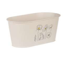 Truhlík kovový - motiv kvetoucího máku, krémový