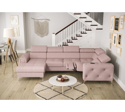 Rohová sedací souprava ORION MAX III , relax s funkcí spaní 165x320x190 cm - růžová, pravá