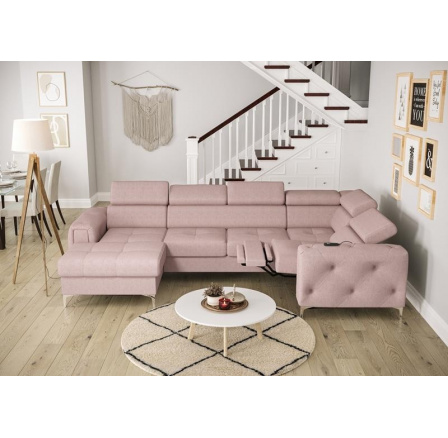 Rohová sedací souprava ORION MAX III , relax s funkcí spaní 165x320x190 cm - růžová, pravá Rohová sedací souprava ORION MAX III , relax s funkcí spaní 165x320x190 cm - růžová, pravá