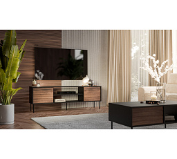 TV komoda CORTINA EF, černá / ořech