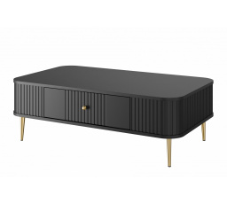 Konferenční stolek se zásuvkou Vesper 103x60 cm - černý / zlaté nohy