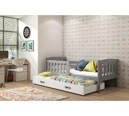 Dětská postel KUBUS s přistýlkou 80x190 cm, s matracemi, Grafit/Bílá