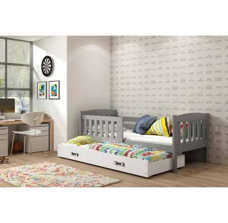 Dětská postel KUBUS s přistýlkou 80x190 cm, s matracemi, Grafit/Bílá