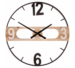 Hodiny nástěnné - pr. 60 cm, mix kovu a MDF