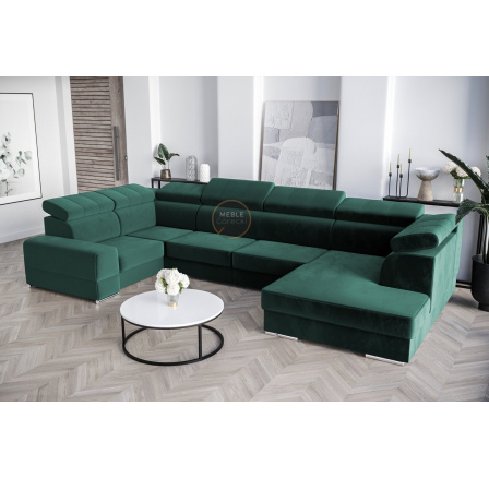 Rohová sedací souprava ROYAL MAX I 210x375x185 - zelená , levá