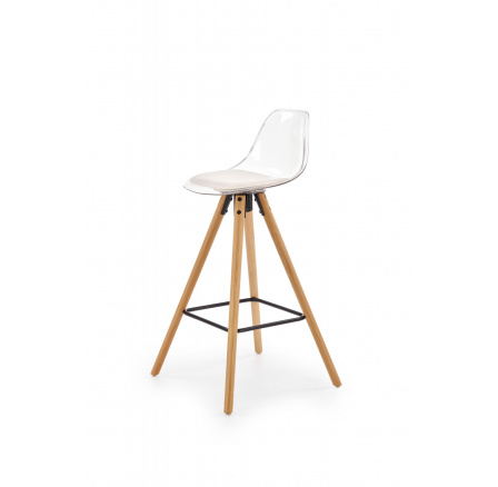 Barová židle H91, transparent/bílý/buk