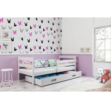 Dětská postel ERYK 80x190 cm se šuplíkem, bez matrace, Bílá/Bílá