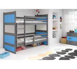 Dětská patrová postel RICO 80x160 cm, bez matrací, Grafit/Modrá