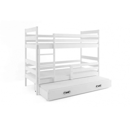 Dětská patrová postel ERYK 3 s přistýlkou 90x200 cm, včetně matrací, Bílá/Bílá