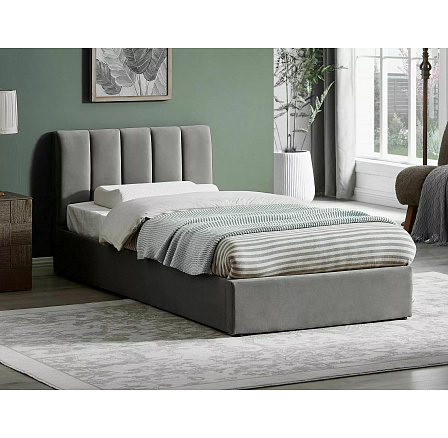 Postel s úložným prostorem MONTREAL Velvet, 90x200 cm, šedý Aksamit 192