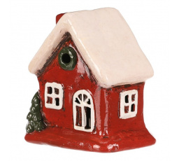 Domeček keramický - LED osvětlení, červený s bílou střechou