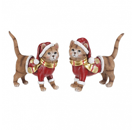 Kočka - vánoční figurka, polyresin, vel. M, červeno-hnědá, mix 2, cena za 1 ks Kočka - vánoční figurka, polyresin, vel. M, červeno-hnědá, mix 2, cena za 1 ks