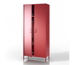Kovová šatní skříň červená FLAVIO