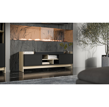 TV komoda PORTO 150, černá / dub Cremona TV komoda PORTO 150, černá / dub Cremona