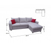 Rohová sedací souprava PEPE, Levá, světle šedá/červené polštářky