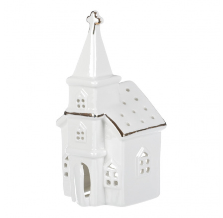Kostel - svícen na čajovou či LED svíčku, porcelánový.