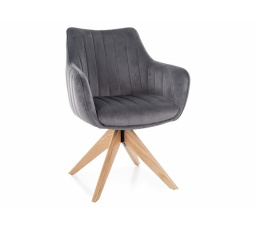 Jídelní židle otočná AZALIA D VELVET, Šedý Bluvel 14/Dub