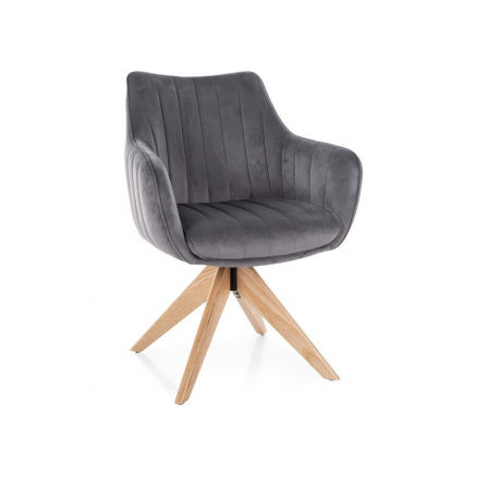 Jídelní židle otočná AZALIA D VELVET, Šedý Bluvel 14/Dub