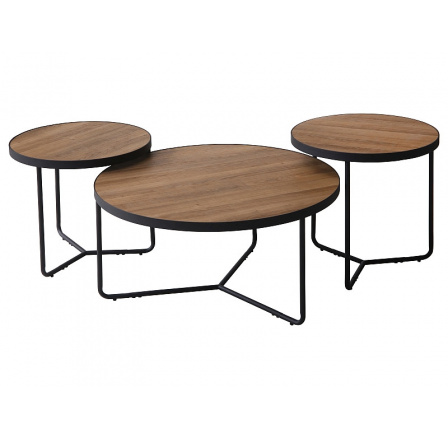 Konferenční stůl DEMETER II - set 3 stolů, ořech/černá