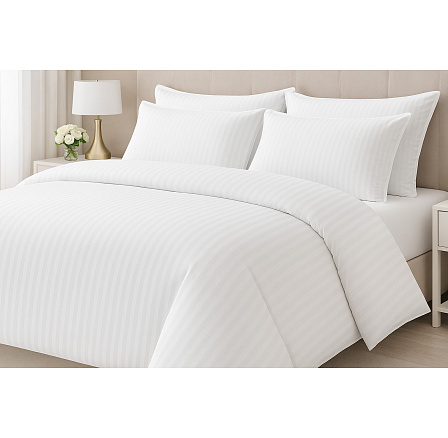 Hotelové povlečení 140x220, 70x90cm Atlas gradl Bílý - česaný 145g/m2, proužek 2cm hotelový uzávěr