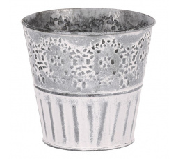 Obal kovový - kulatý, se zrníčky, šedo-bílý