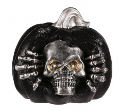 Dýně s lebkou - Halloween, magnesium, LED osvětlení