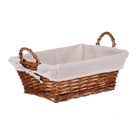 Koš proutěný - hranatý, s látkou, barva hnědá