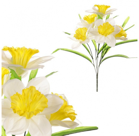 Narcis - umělá kytice, barva bílo-žlutá