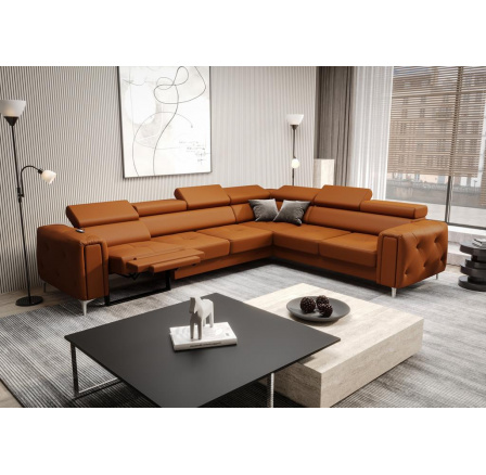 Rohová Kožená sedací souprava s funkcí , relax ORION I 325x255 cm - pravá, oranžová Rohová Kožená sedací souprava s funkcí , relax ORION I 325x255 cm - pravá, oranžová