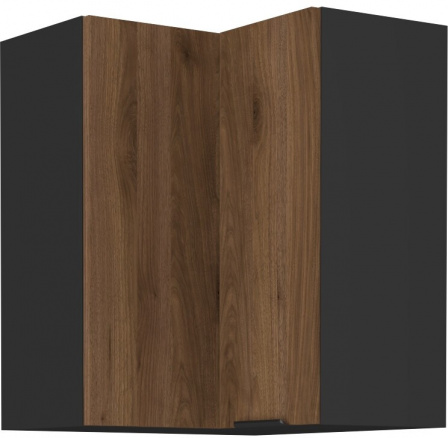 Horní rohová skřínka MONZA - 60x60 GN-72 2F (90°), Černá mat/Ořech Horní rohová skřínka MONZA - 60x60 GN-72 2F (90°), Černá mat/Ořech