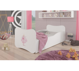 Dětská postel GONZALO s matrací a šuplíkem, 140x70 cm, Bílá/Ballerina