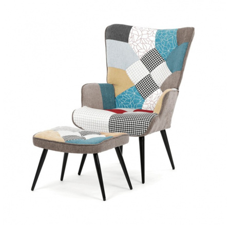Relaxační křeslo, vícebarevná, sametová látka, AK-303 PW2