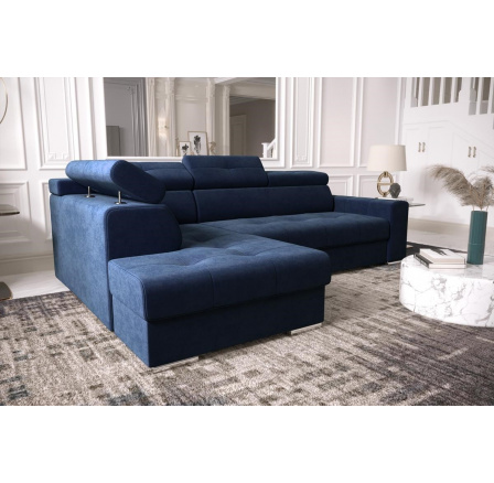 Rohová sedací souprava s funkcí spaní MARGO I 260×185 - modrá , levá Rohová sedací souprava s funkcí spaní MARGO I 260×185 - modrá , levá