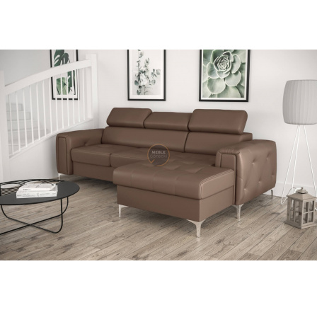 Rohová sedací souprava ORION MINI s funkcí spaní 255x165 cm přírodní kůže - Hnědá kůže, pravá Rohová sedací souprava ORION MINI s funkcí spaní 255x165 cm přírodní kůže - Hnědá kůže, pravá