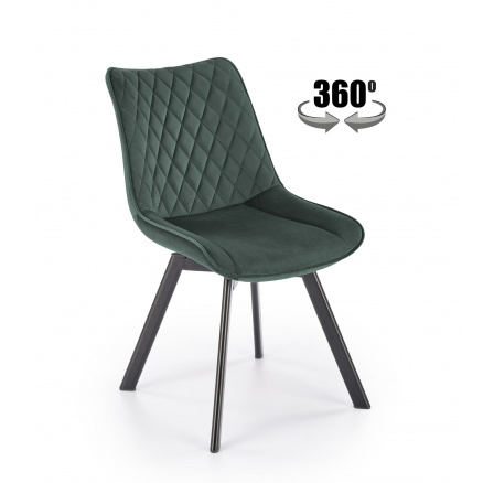 Jídelní otočná židle K520, Tmavě zelená/Černá