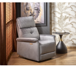 Polohovací křeslo SEMIR s USB, Šedá