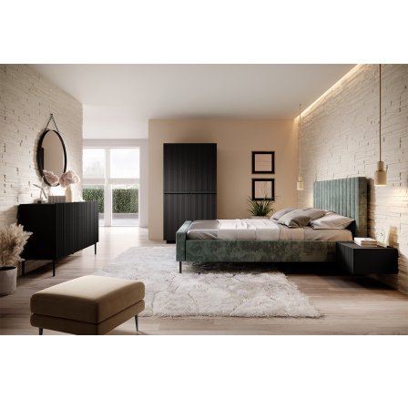 Skříň Nicole 100 cm se 2 skrytými zásuvkami - černý mat / černé úchyty Skříň Nicole 100 cm se 2 skrytými zásuvkami - černý mat / černé úchyty