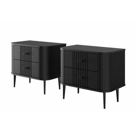 Sada nočních stolků Vesper 56 cm - černá / černé nohy