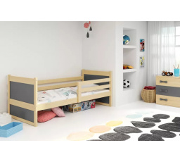 Dětská postel RICO 90x200 cm, bez matrace, Přírodní/Grafit