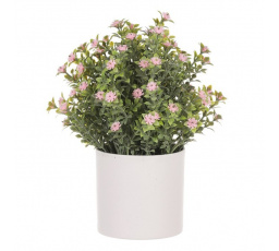 Tráva kvetoucí v bílém obalu - umělá, růžové květy