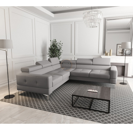 Rohová kožená sedací souprava TOSCANIA MAX 250×250 - šedá kůže , pravá Rohová kožená sedací souprava TOSCANIA MAX 250×250 - šedá kůže , pravá