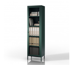 Prosklená vitrína úzká lahvově zelená Moderní LUIGI 500 x 1800 x 350 mm