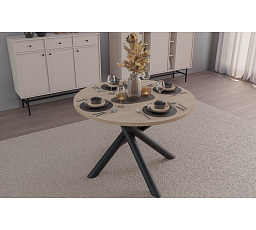 Jídelní stůl OSLO 110x110 cm, Dub Linberg/Černý mat