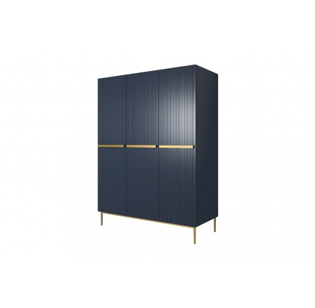 Skříň Nicole 150 cm - modrá MDF / zlaté nožky