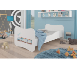 Dětská postel GONZALO s matrací, 160x80 cm, Bílá/Railway