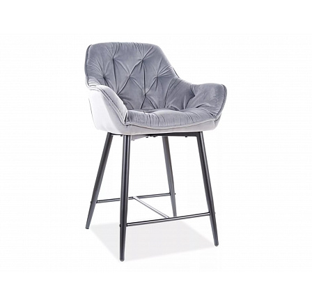 Barová židle CHERRY H-2 Velvet, černá/šedý Bluvel 14