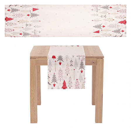 Ubrus - běhoun, vánoční stromky, 100% polyester, 40 x 150 cm Ubrus - běhoun, vánoční stromky, 100% polyester, 40 x 150 cm
