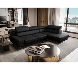 Rohová Kožená sedací souprava MILANO I - černá , pravá