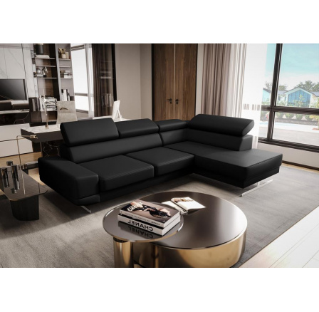 Rohová Kožená sedací souprava MILANO I - černá , pravá